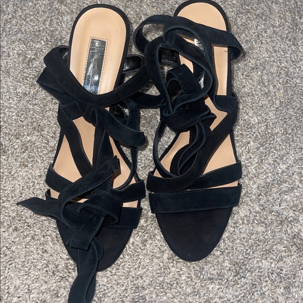 INC Chic Black Strappy Heels size 8
